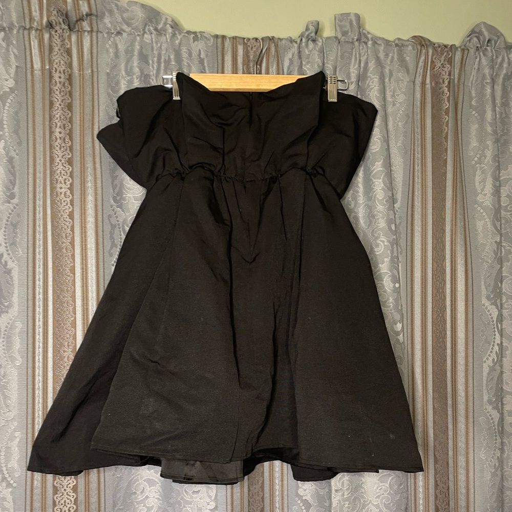 STAUD Cordelia Pleated Strapless Dress Black - Picture 6 of 7